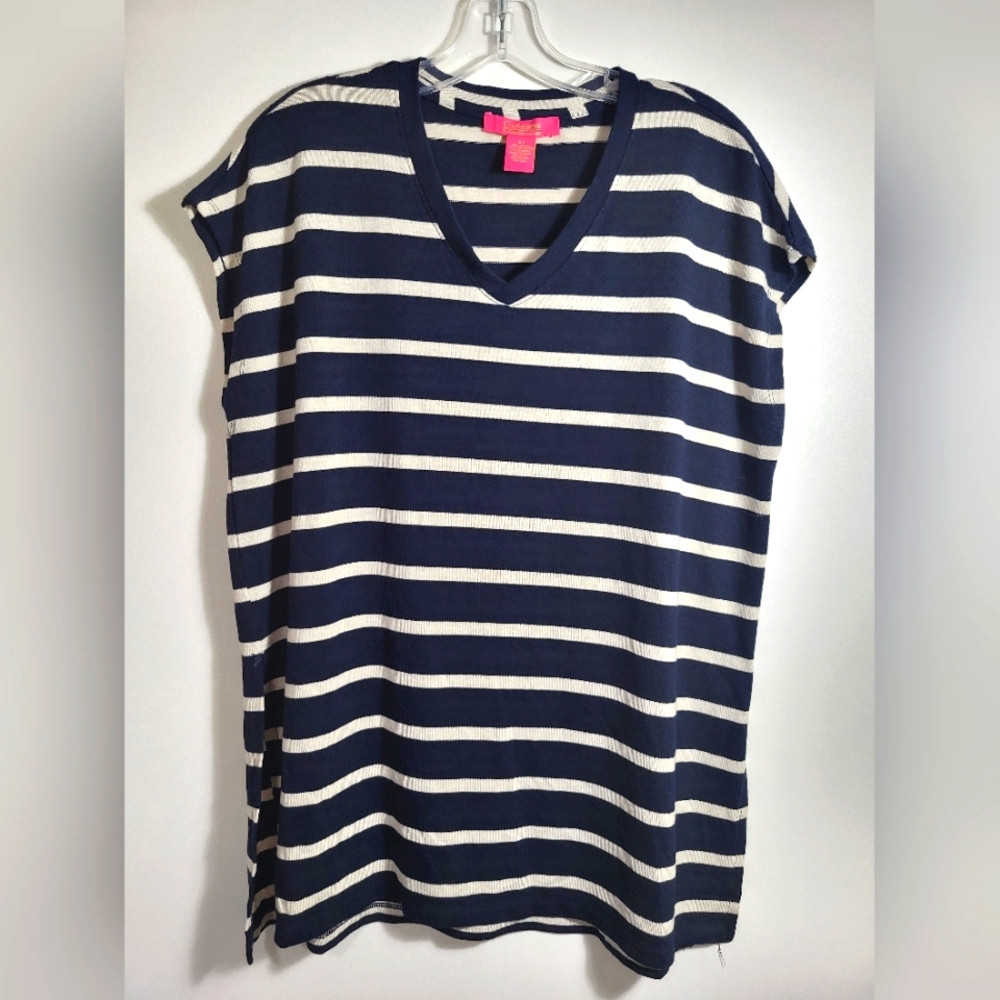 Catherine Malandrino blue and white stripe tunic    women's XS  #2337